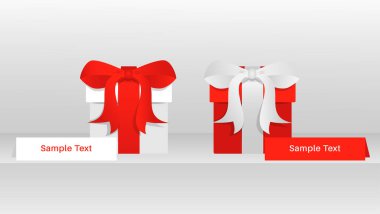 Metin Boşluğu olan Kırmızı Beyaz Resim Hediye Kutusu