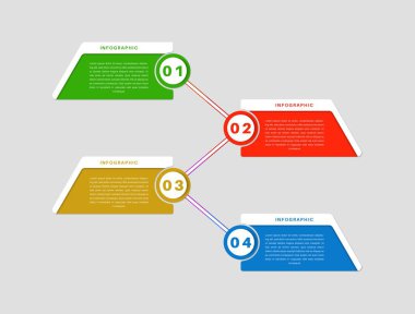 Zig-Zag Konseptli Renkli 4 Basamaklı Bilgisel. Bilgi, Akış Çizelgesi, Sunumlar, Web Siteleri, Sancak Şablonu İçin Kullanılabilir.