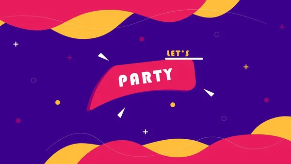 Onda Plana Colorida Vamos Party Banner Design Bom Para Convite — Vetor de Stock