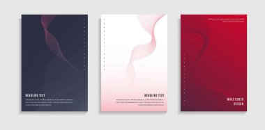 Asgari Zarif Dalga Posterini 3 farklı renkte ayarla. Kapak, Flyer, Banner veya Duvar Kağıdı İçin İyi.