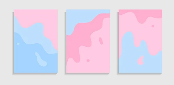 Ensemble Minimal Bleu Rose Plat Liquide Slime Arrière Plan Bon — Image vectorielle