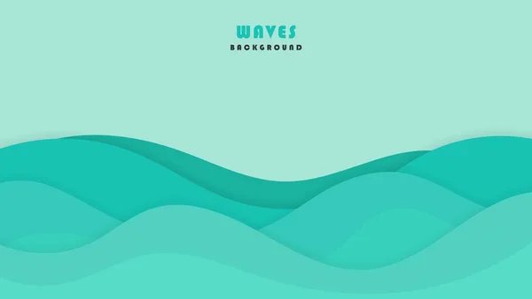 Blue Cyan Waves Shape Papercut Background Design Inglés Bueno Para — Archivo Imágenes Vectoriales