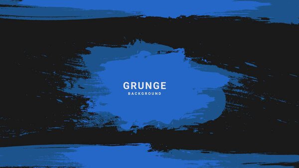 Blue Frame Grunge Design Banner In Black Background