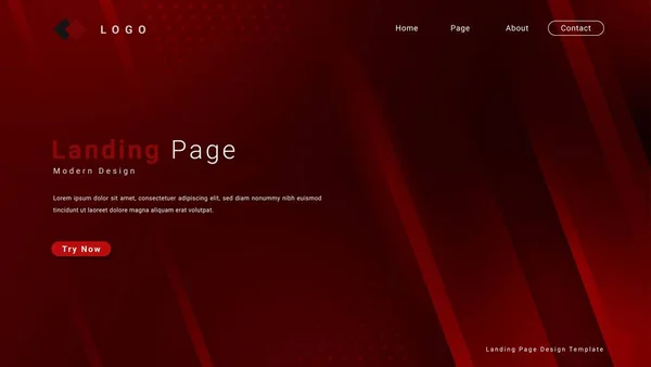 Plantilla Abstracta Moderna Landing Page Del Gradiente Rojo Claro Con — Vector de stock