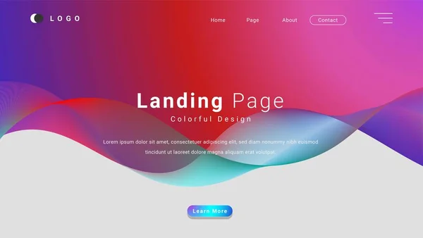 現代の抽象バナーやランディングページテンプレートのためのダイナミックライン波のデザインとグラデーションカラフルな背景 — ストックベクタ
