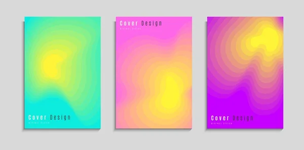 Set Colorful Minimal Dynamic Fluid Papercut Style Design Cover Poster 벡터 그래픽