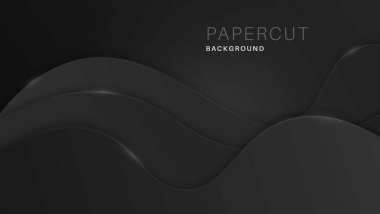 Parlak Modern Soyut Gradyan Kara Dalga Kağıt Kesim Biçimi Arkaplan Tasarımı