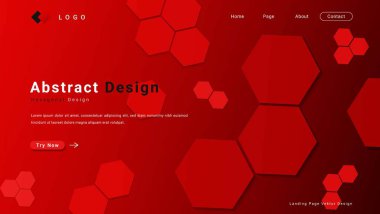 Banner, Frame, Poster veya İniş Sayfası Şablonu İçin Modern Soyut Gradyan Kırmızı 3d Altıgen Arkaplan Tasarımı