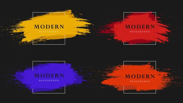Set Colori Grunge Texture Frame Banner Modello Confine — Vettoriale Stock