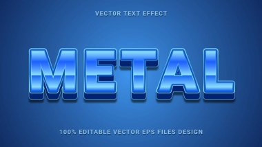 Geleceğin 3d Metalik Mavi Tamamıyla Düzenlenebilir Metin Efekti Tasarım Şablonu