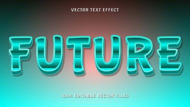 Modern Gradyan Cyan 3d Geleceğin Düzenlenebilir Metin Efekti Tasarım Şablonu