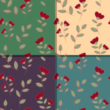  RGB kusursuz karalama deseni dört renkli çiçek deseni