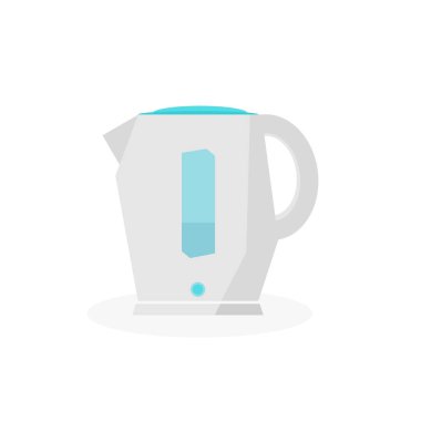 Gelecekçi gri elektrikli su ısıtıcısı, cam ve güç ekran. Düz vektör illüstrasyonu