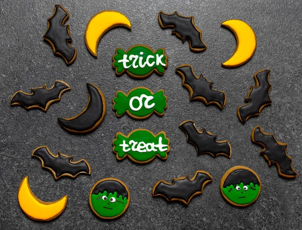 Cookies Perník Halloween Netopýři Měsíc Zombie Cukroví — Stock fotografie
