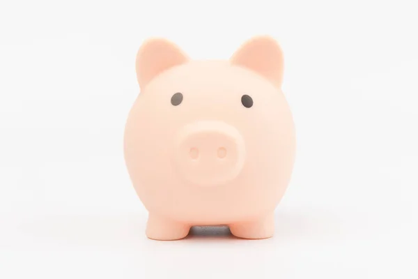 Cute Pink Piggy Bank Close Isolated White Background 예산안 사업은 — 스톡 사진