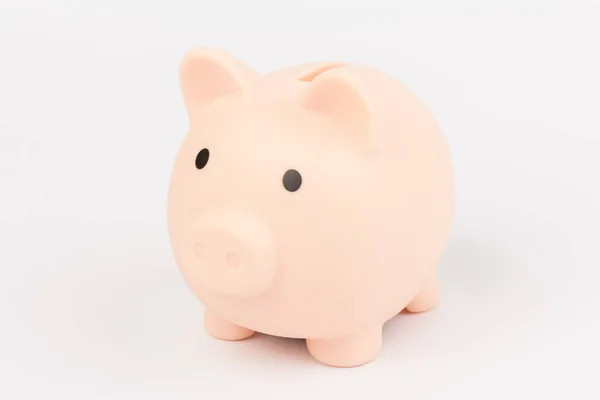 Cute Pink Piggy Bank Close Isolated White Background 예산안 사업은 — 스톡 사진