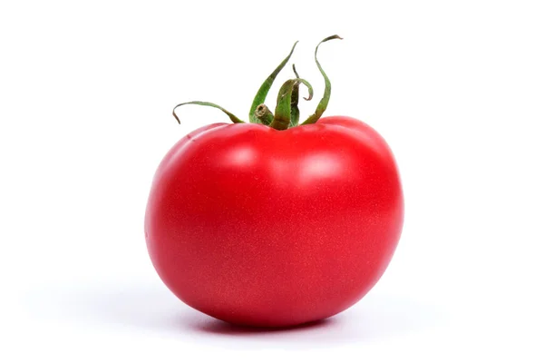 Red Bright Juicy Fresh Tomato Isolated White Background Close — Stock Photo, Image