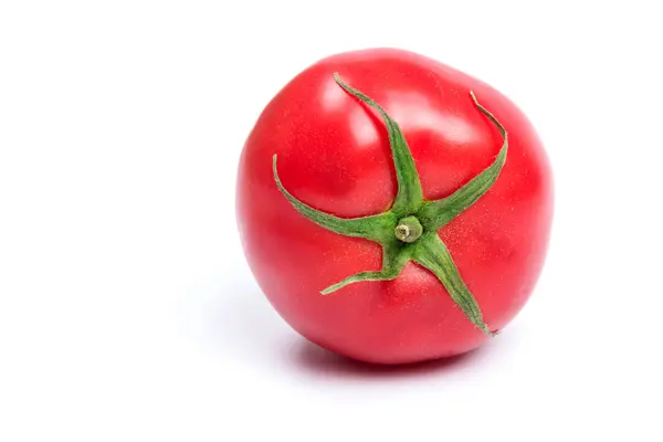 Red Bright Juicy Fresh Tomato Isolated White Background Close — Stock Photo, Image