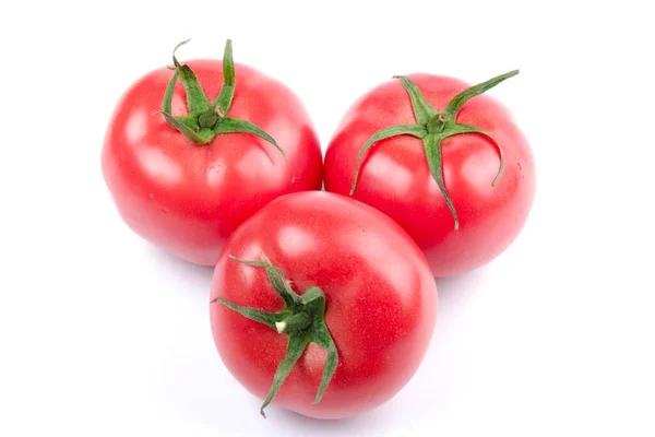 Red Bright Juicy Fresh Tomatoes Isolated White Background Close — Stock Photo, Image
