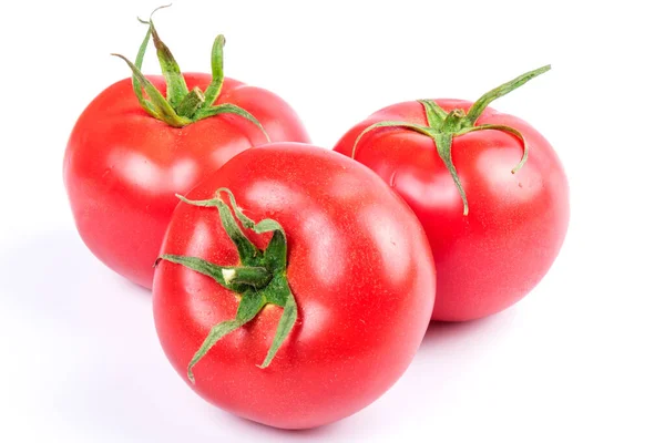 Red Bright Juicy Fresh Tomatoes Isolated White Background Close — Stock Photo, Image