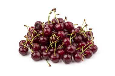 Beyaz arka planda izole edilmiş kirazlar. Kiraz arkaplan. Kirazlar düz dizayn.