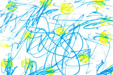 Parlak renkli, sanatsal arka plan resmi. Soyut resim. Çağdaş sanat. Çocuk çizimi. El yapımı sanat. Renkli doku.