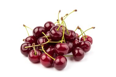 Beyaz arka planda izole edilmiş kirazlar. Kiraz arkaplan. Kirazlar düz dizayn.