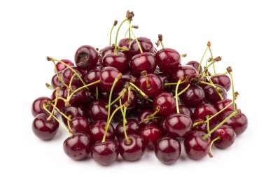 Beyaz arka planda izole edilmiş kirazlar. Kiraz arkaplan. Kirazlar düz dizayn.