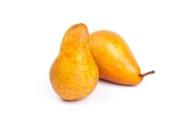 Beyaz arka planda taze organik armutlar, doğal arka plan, vega, diyet yiyecekler..