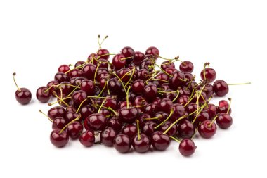 Beyaz arka planda izole edilmiş kirazlar. Kiraz arkaplan. Kirazlar düz dizayn.