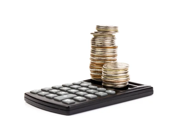 Stack Coins Calculator Concept Idea Business Finance Education — Stock Photo, Image