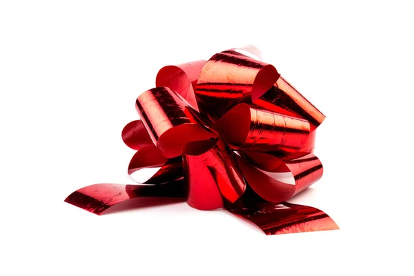 Розкішний Глянсовий Червоний Лук Подарунків Реалістичного Дизайну Декоративний Подарунковий Лук — стокове фото