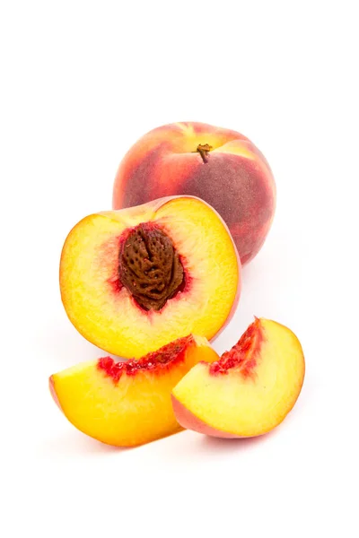 Summer Peach Fruit Background Ripe Juicy Peaches White Background Copy — Stock Photo, Image