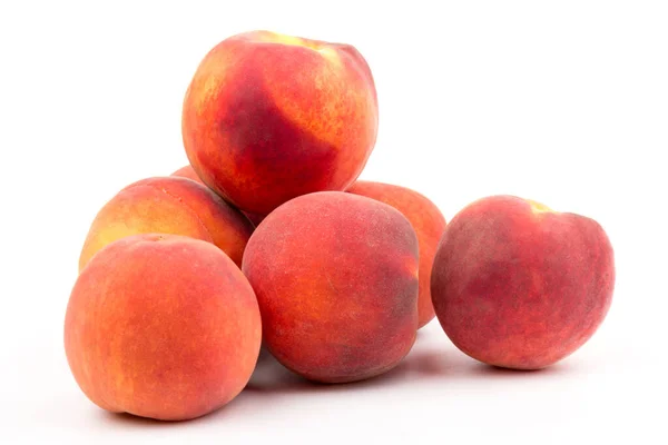 Summer Peach Fruit Background Ripe Juicy Peaches White Background Copy — Stock Photo, Image
