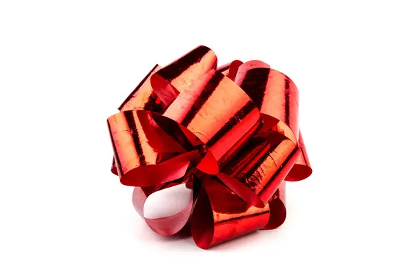 Розкішний Глянсовий Червоний Лук Подарунків Реалістичного Дизайну Декоративний Подарунковий Лук — стокове фото