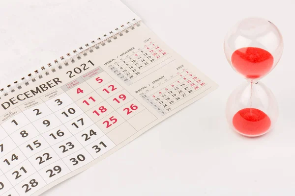 Concepto Cristal Calendario Hora Para Tiempo Que Desliza Lejos Para —  Fotos de Stock