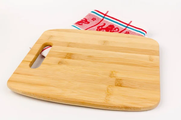 Cutting Board White Background Chopping Board Natural Bamboo Texture — стокове фото