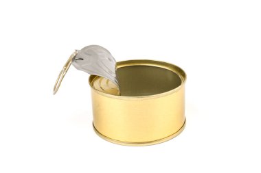 Boş yiyecek kutusunun kapağını aç, beyaza izole edilmiş.