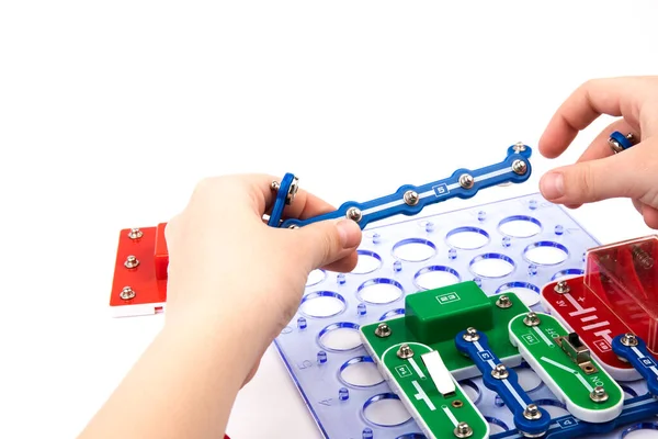 Elektronische Bouwer Voor Kinderen Beginsel Van Leren Onderwijs Voor Kinderen — Stockfoto