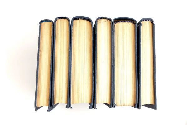 Una Pila Libros Sobre Blanco Antecedentes Libros Libros Cerca —  Fotos de Stock