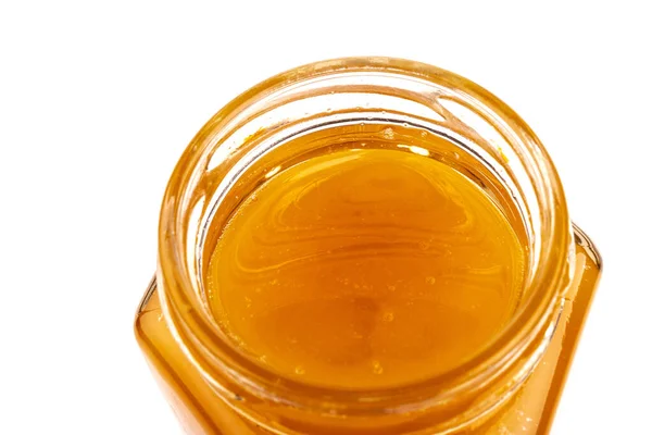 Honey Glass Jar Close White Isolated — Stock Photo, Image