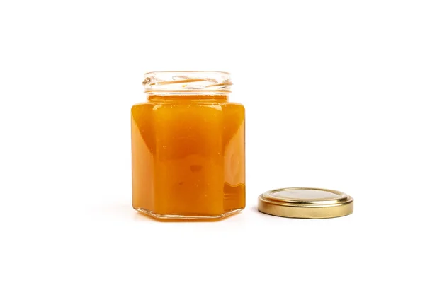 Honey Glass Jar Close White Isolated — Stock Photo, Image