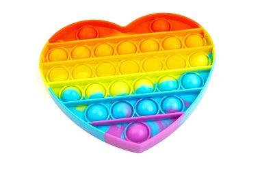 Silikon renkli anti-stres oyuncağı. Patlayan baloncuğa bas. Basit gamzeli oyuncak, kapat..