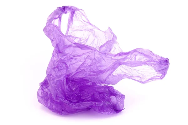 Прозрачный Фиолетовый Пластиковый Пакет Ручками Белом Фоне — стоковое фото