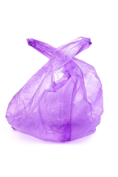 Transparent Purple Plastic Bag Handles Isolated White Background Stock Image