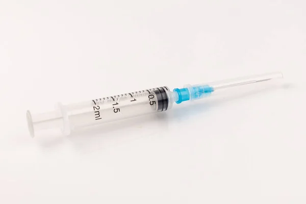 Jeringa Médica Desechable Plástico Con Aguja Aplicable Vacunación —  Fotos de Stock
