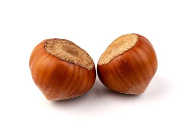 Beyaz arka planda fındıklar. Fındık arkaplan, sağlıklı yemek.