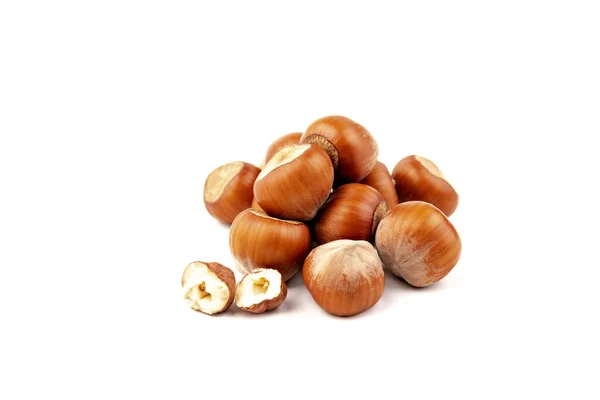 Hazel Nuts White Background Hazelnut Background Healthy Food — Stock Photo, Image