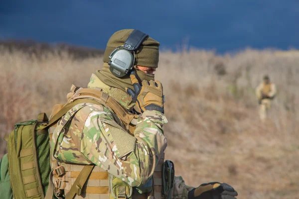 Soldier in the form of close-ups — Stock Photo, Image