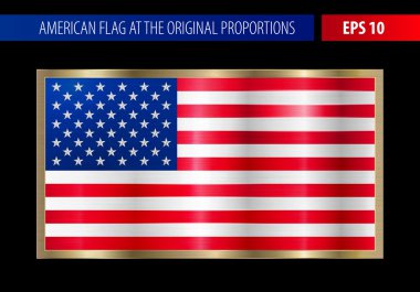 Metalik altın çerçeve Amerikan bayrağı